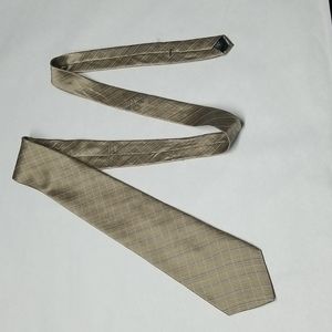 Men's Tie,Jones New York, Diagonal Pin Striped/Checked,Metallic Gold, Blue 60"